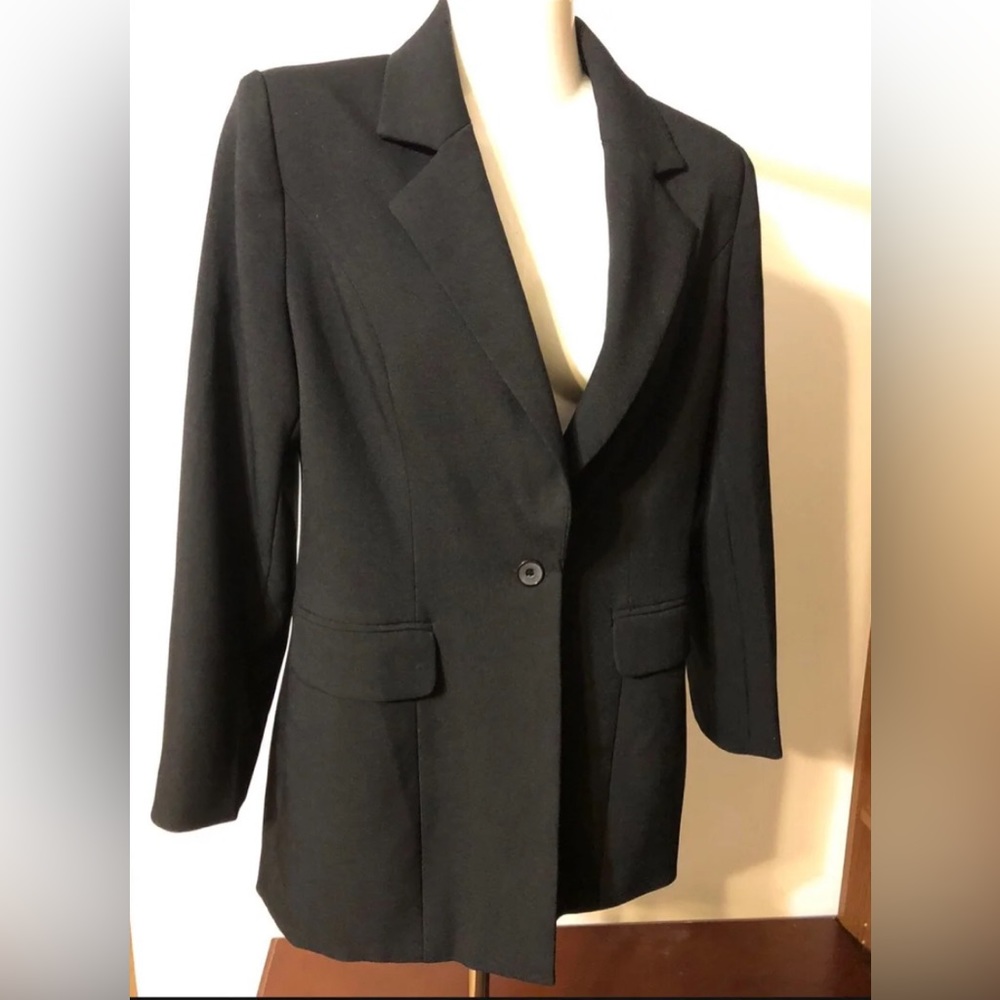 Vintage Execs Black One Button Blazer Jacket Corporate Workwear Classic Minimali